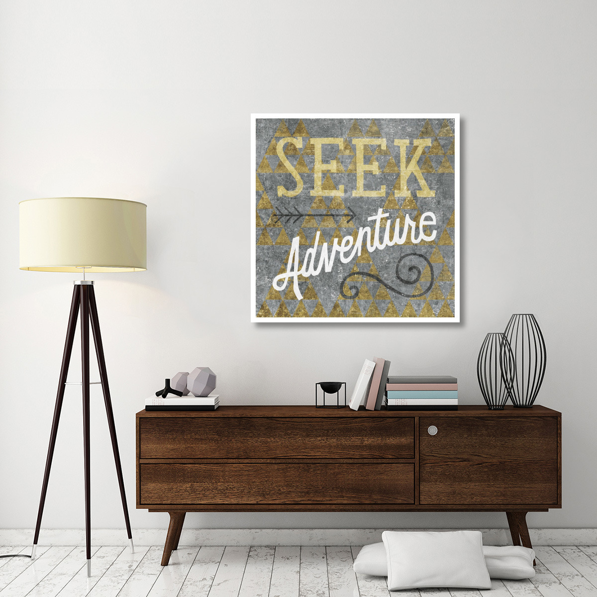 Mod Triangles Seek Adventure Gold -Paper Art-42&quotx42"