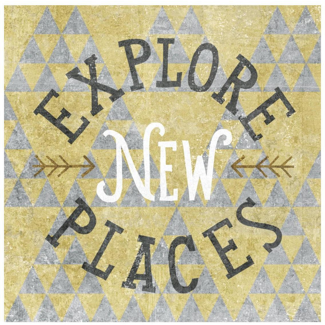 Mod Triangles Explore New Places Gold -Paper Art-26&quotx26"