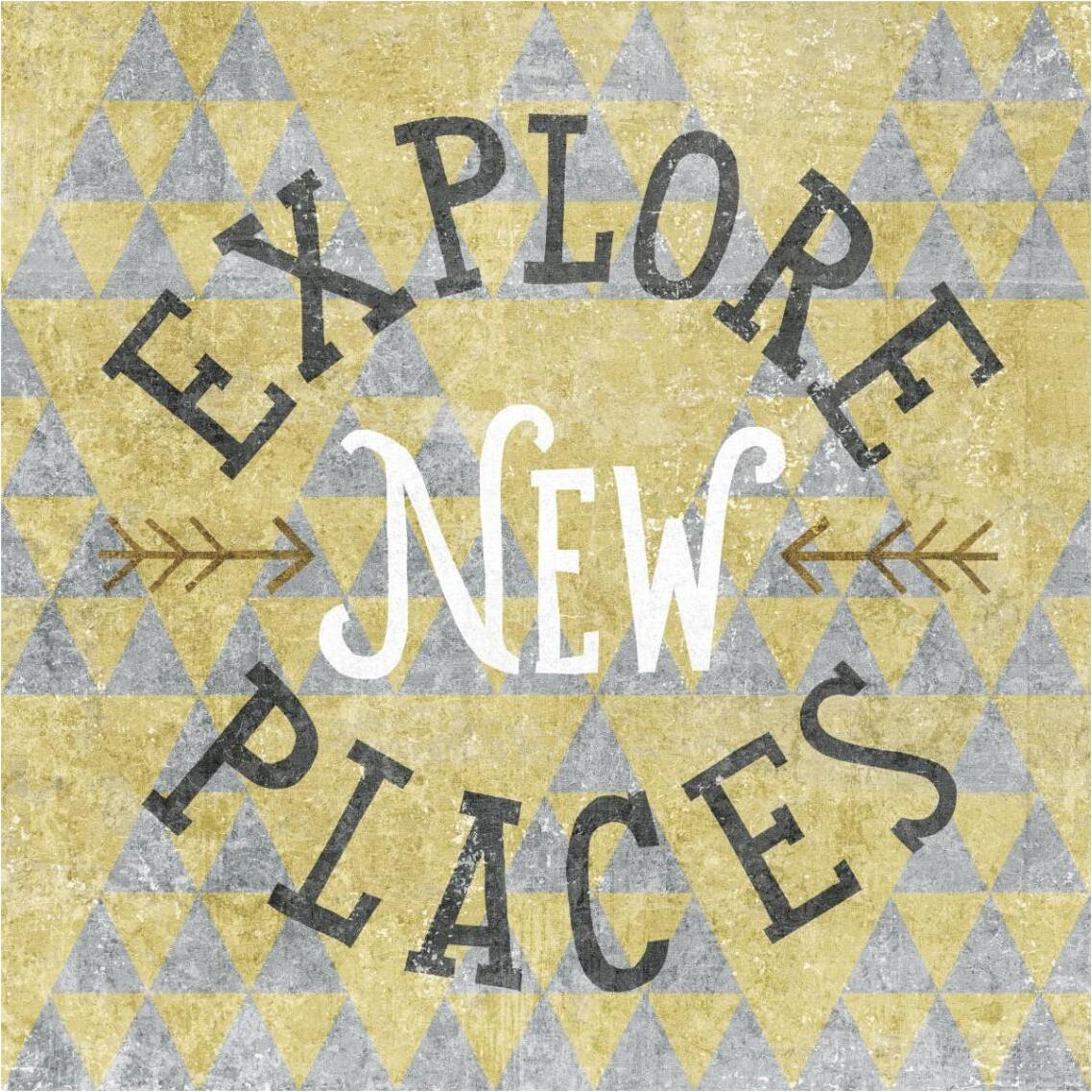 Mod Triangles Explore New Places Gold -Paper Art-38&quotx38"