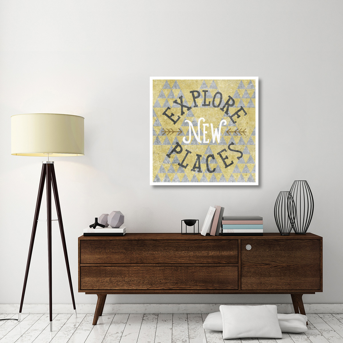 Mod Triangles Explore New Places Gold -Paper Art-38&quotx38"