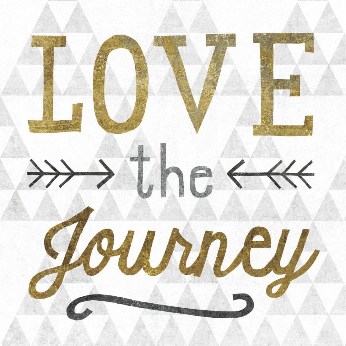 Mod Triangles Love the Journey Gold -Paper Art-38&quotx38"