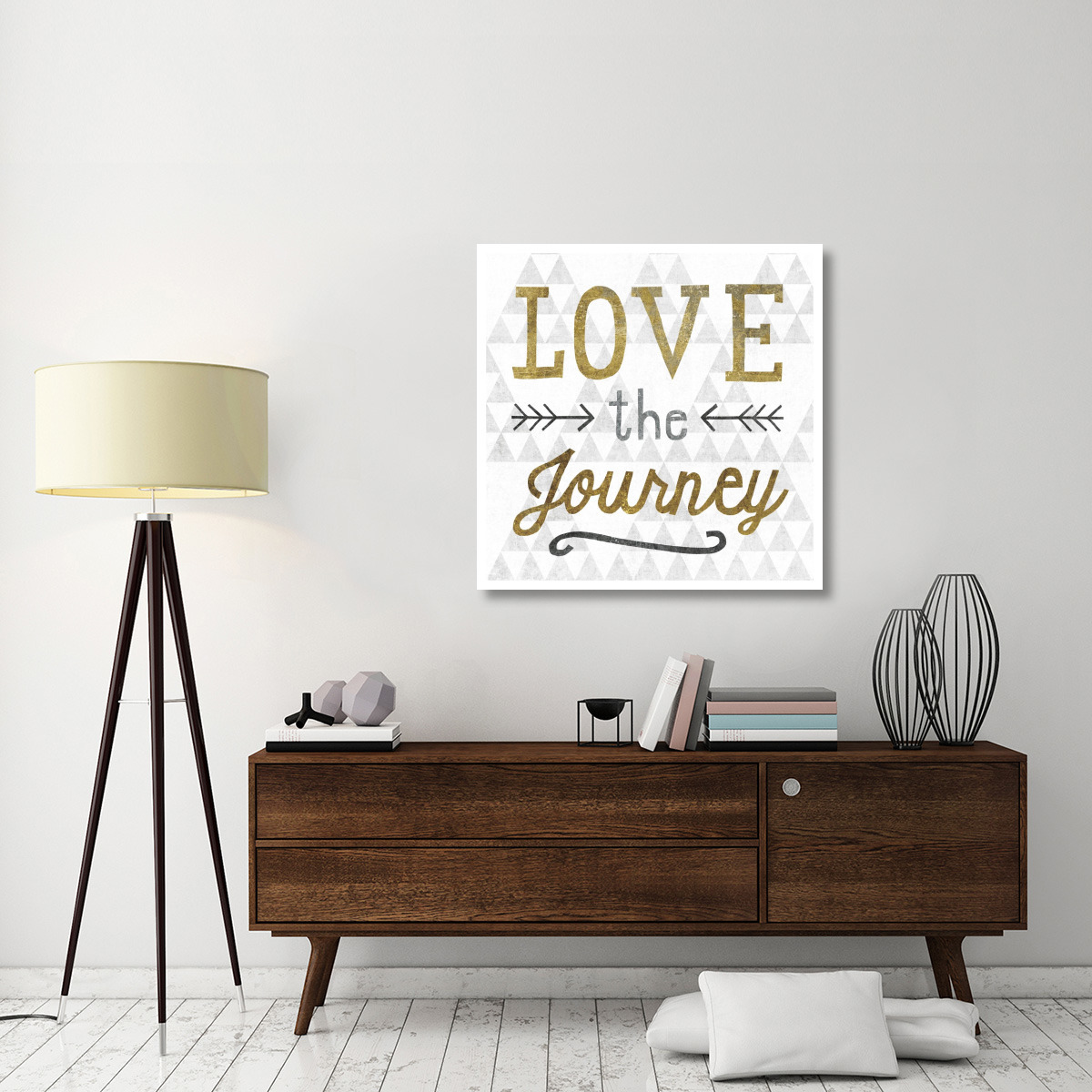 Mod Triangles Love the Journey Gold -Paper Art-38&quotx38"