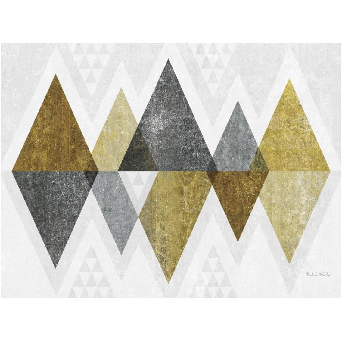 Mod Triangles II Gold -Paper Art-18&quotx14"