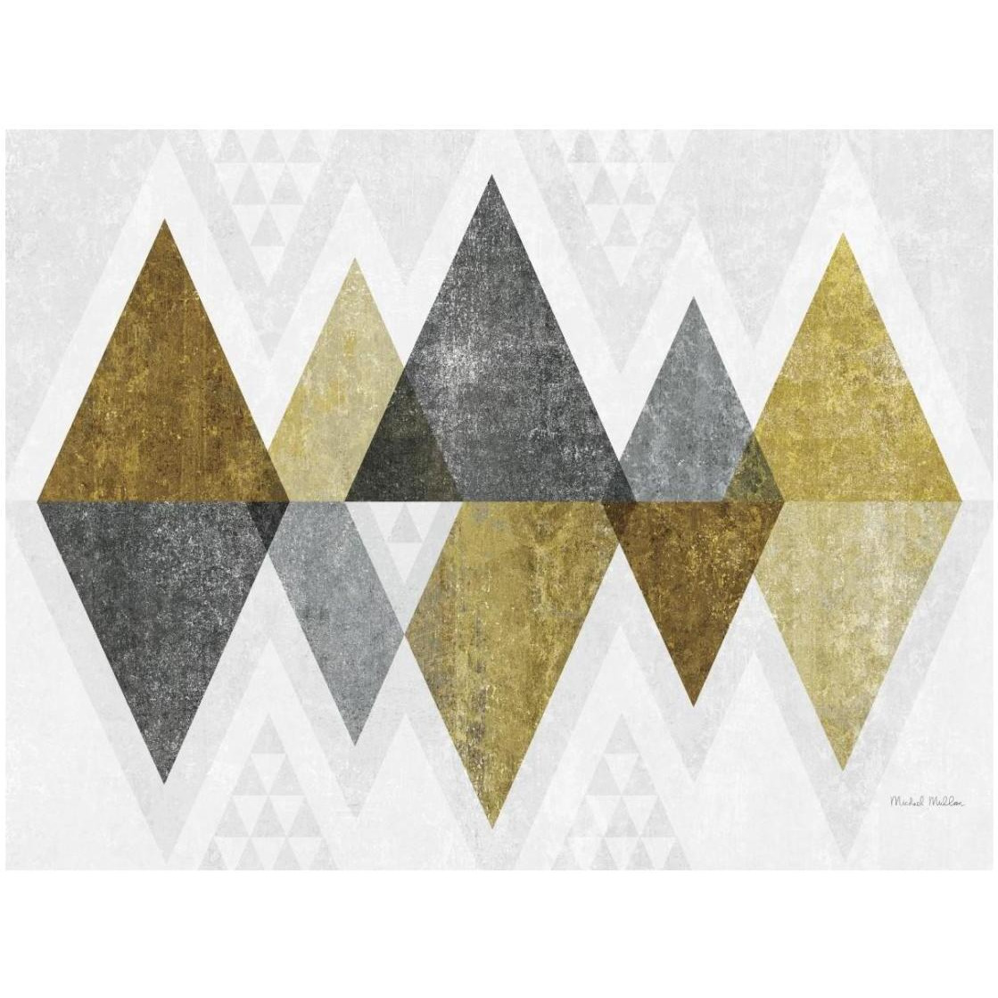 Mod Triangles II Gold -Paper Art-26&quotx20"