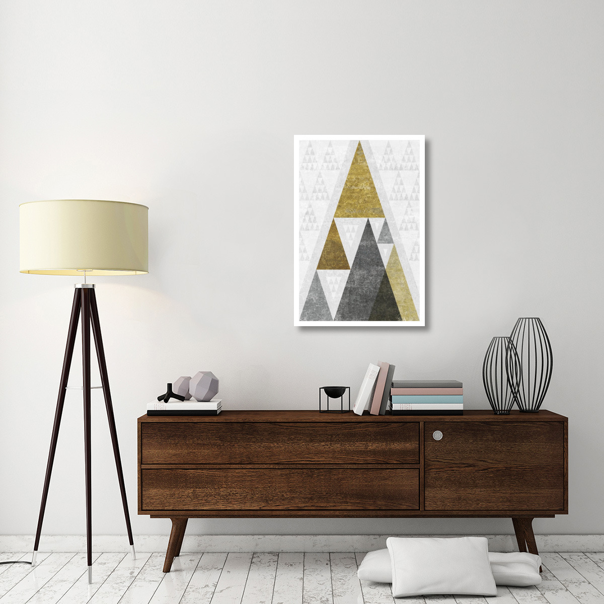 Mod Triangles III Gold -Paper Art-26&quotx38"