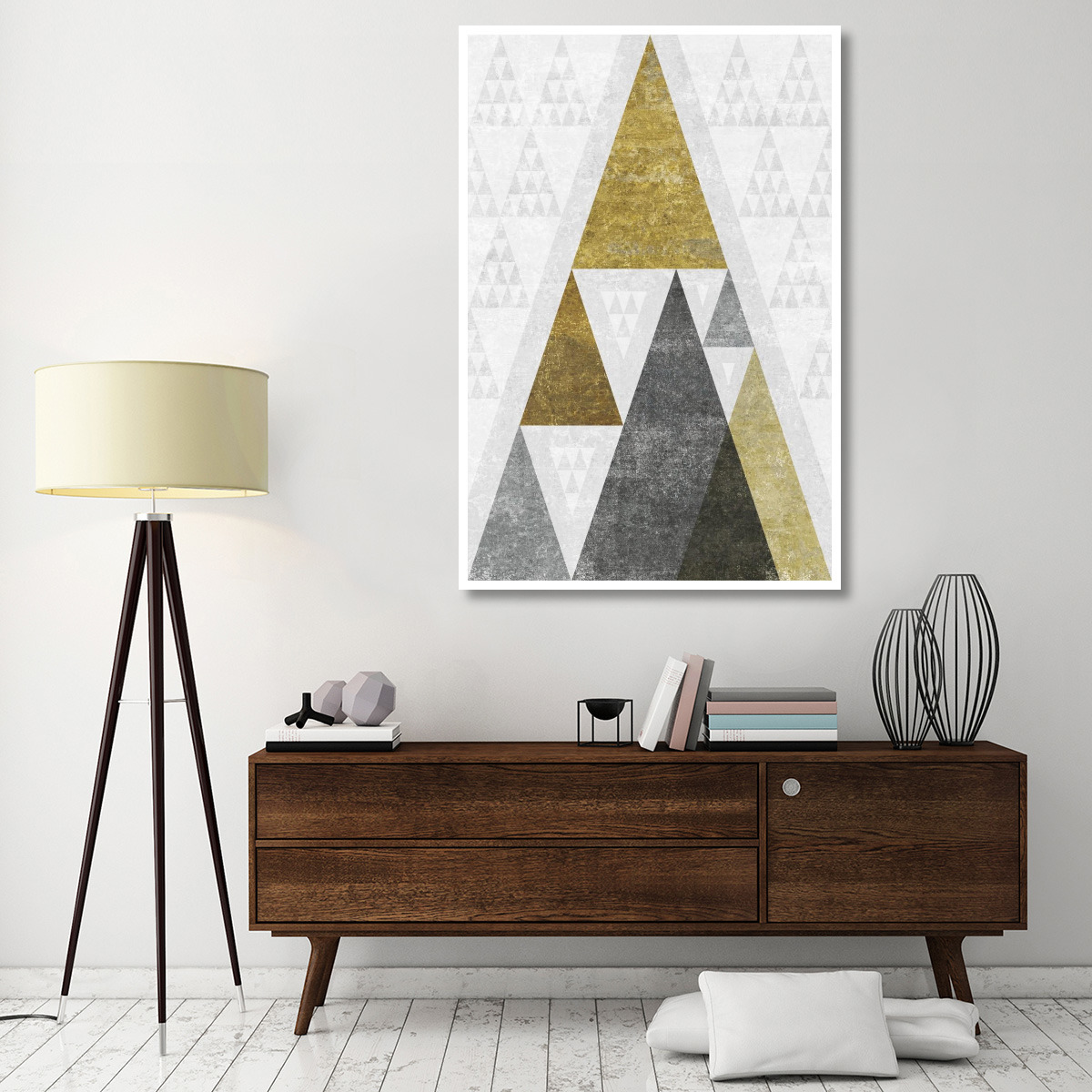 Mod Triangles III Gold -Paper Art-42&quotx62"