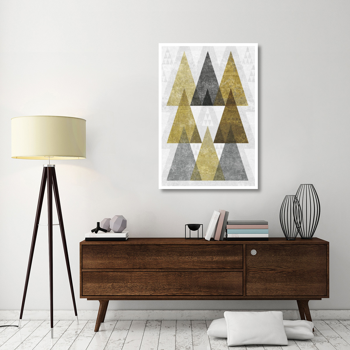 Mod Triangles IV Gold -Paper Art-34&quotx50"