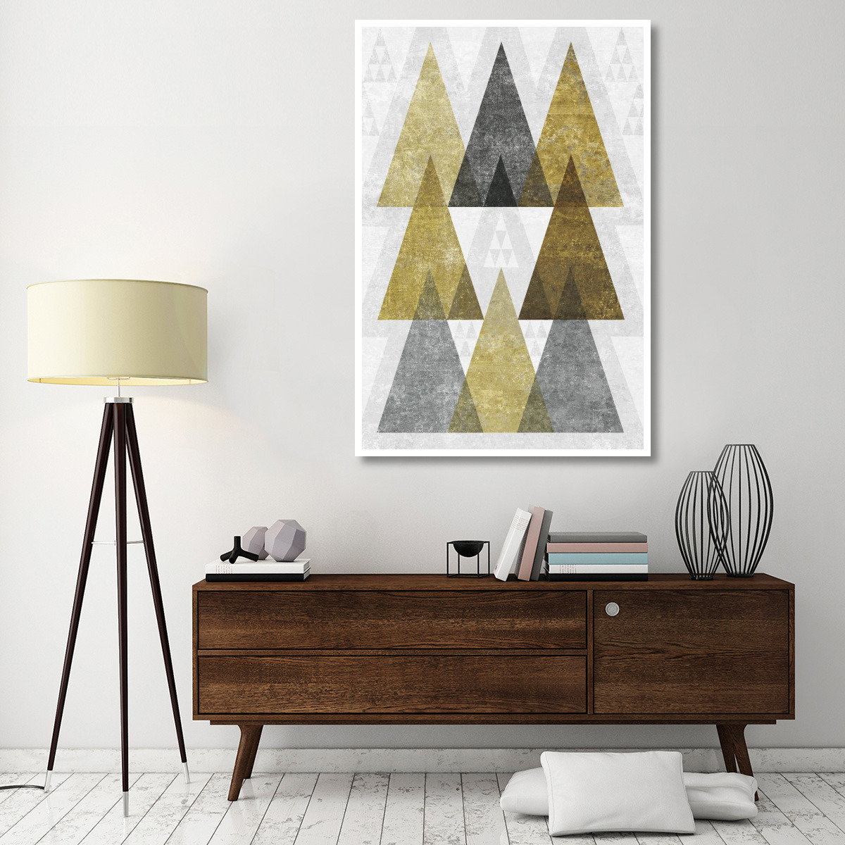 Mod Triangles IV Gold -Paper Art-42&quotx62"