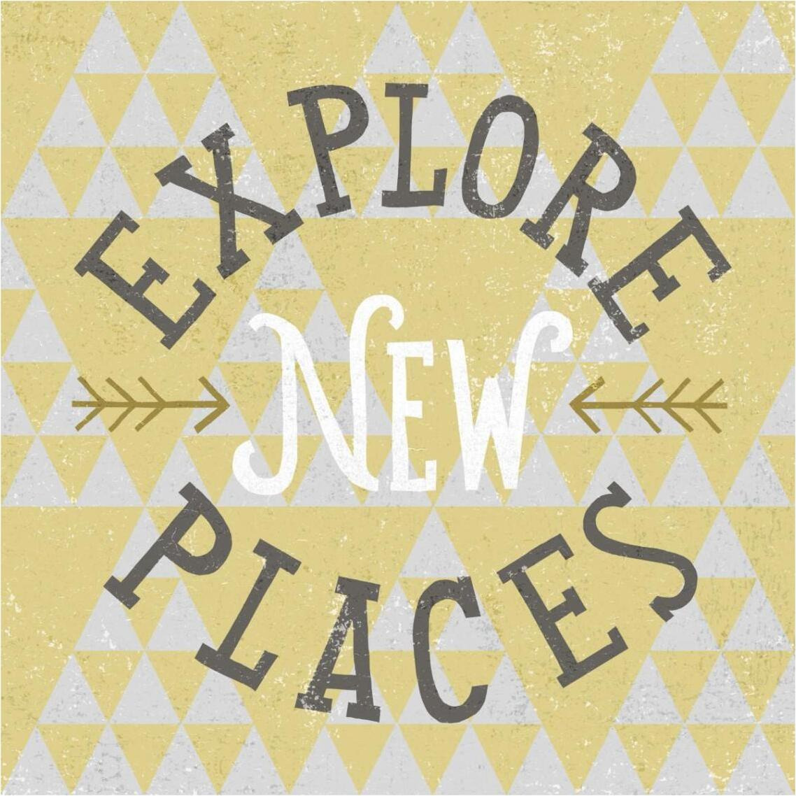 Mod Triangles Explore New Places Retro -Paper Art-38&quotx38"