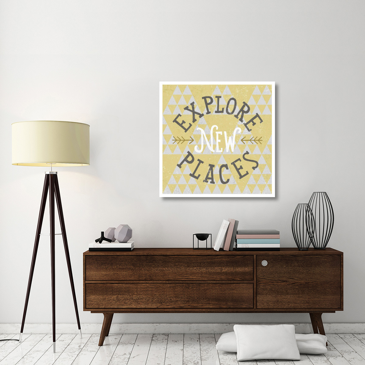 Mod Triangles Explore New Places Retro -Paper Art-38&quotx38"