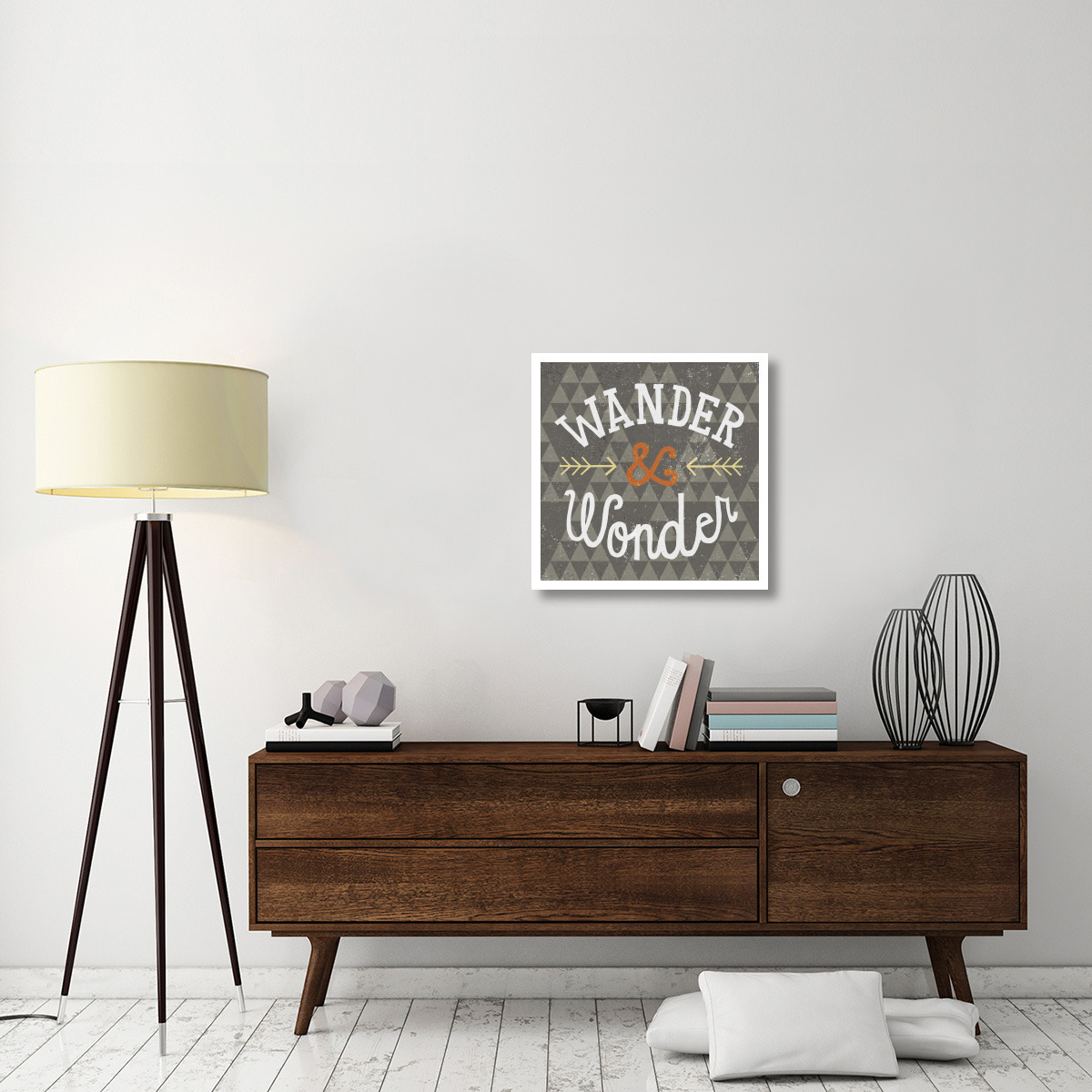 Mod Triangles Wander and Wonder Retro -Paper Art-26&quotx26"