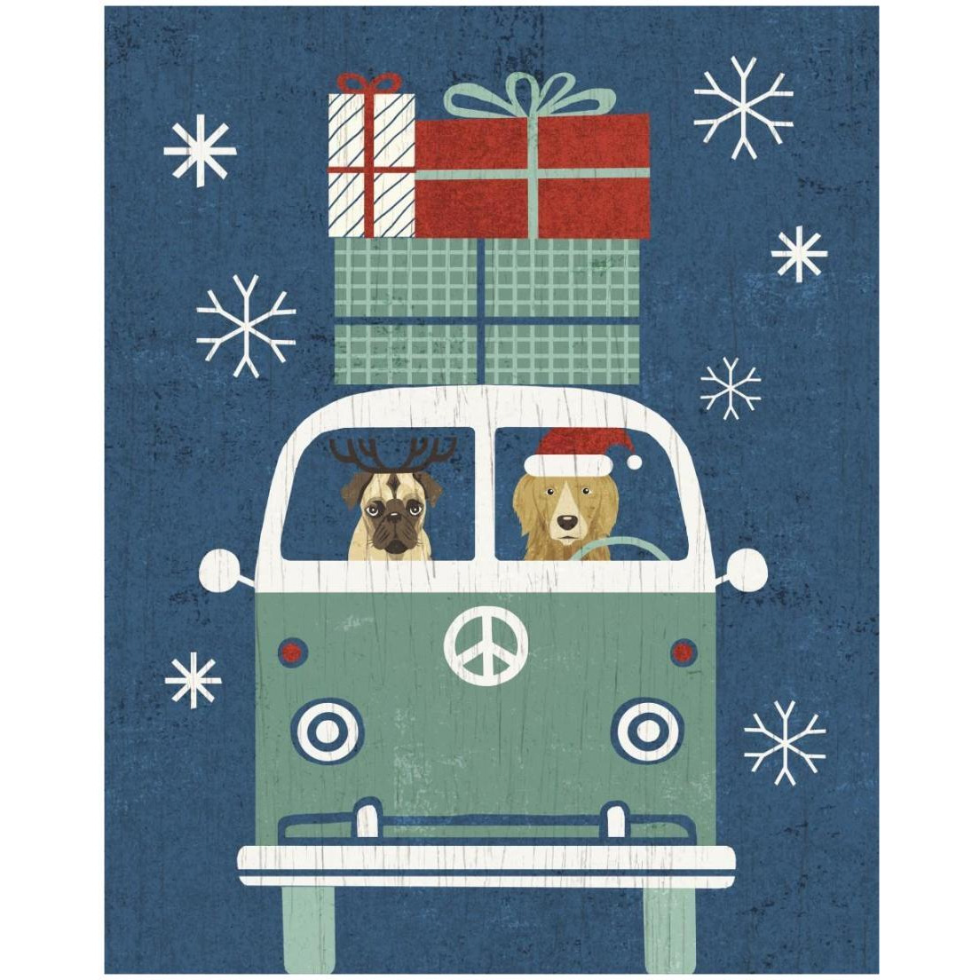 Holiday on Wheels XII Navy -Paper Art-18&quotx22"