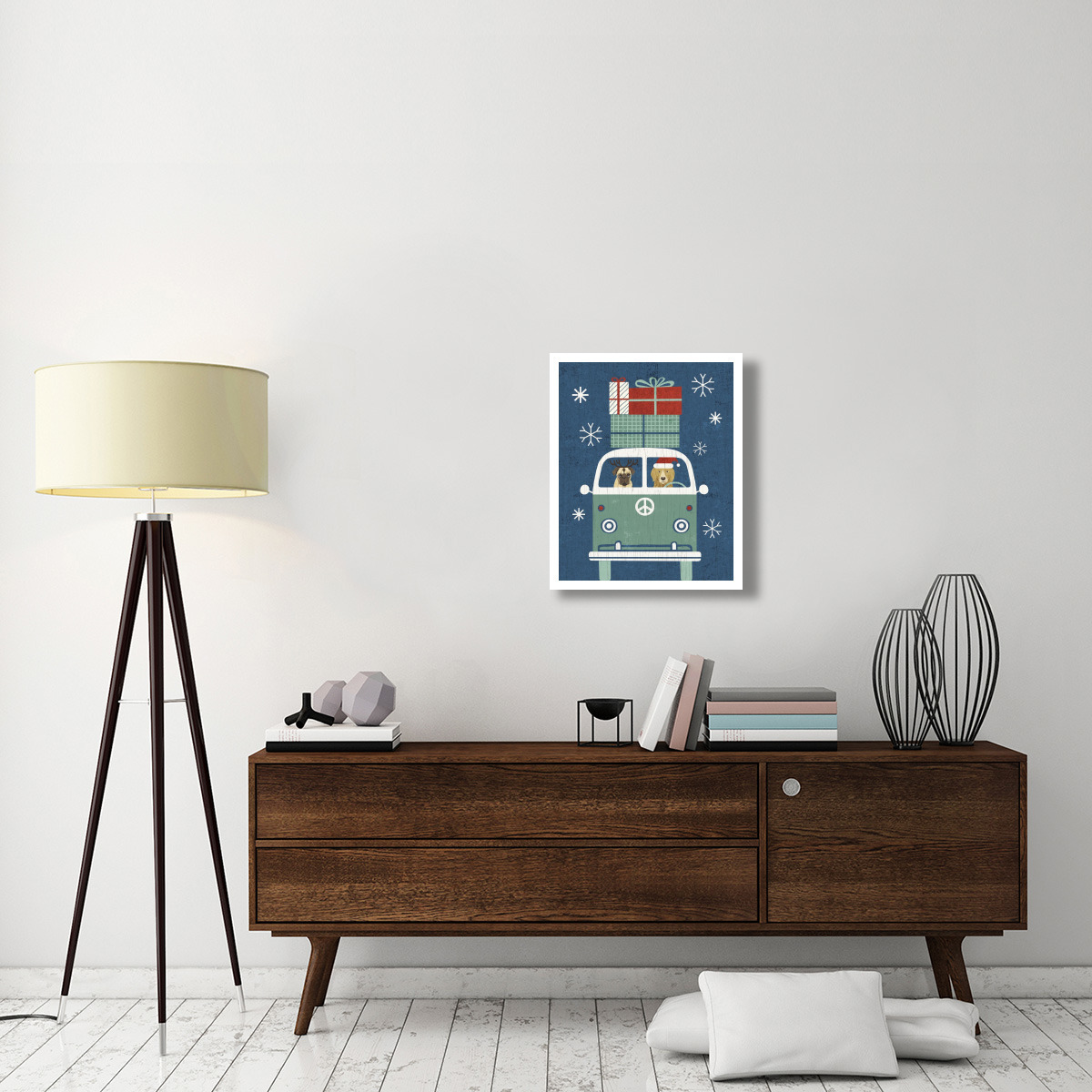 Holiday on Wheels XII Navy -Paper Art-22&quotx26"