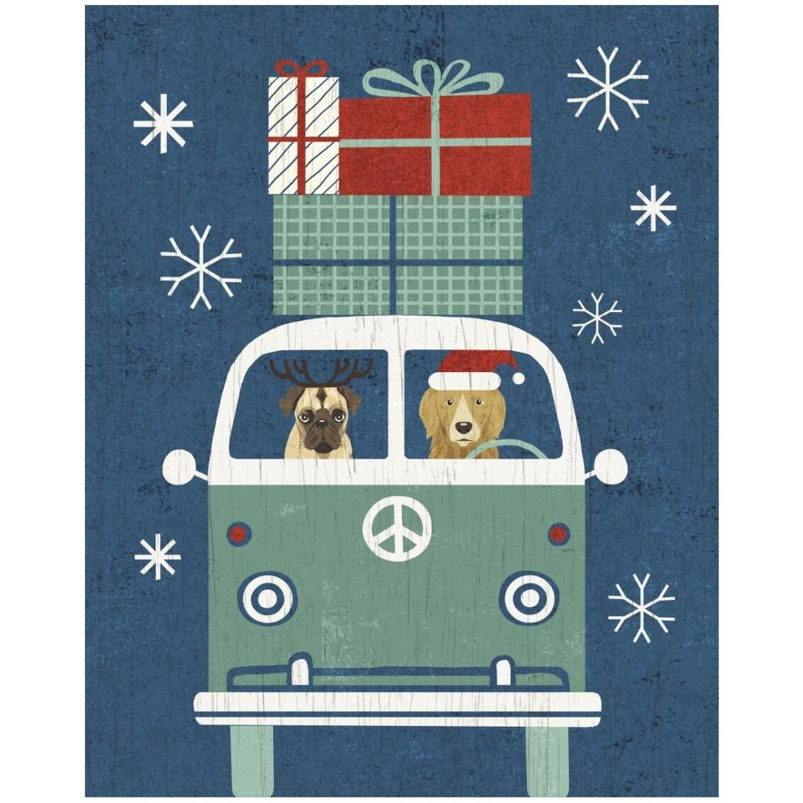 Holiday on Wheels XII Navy -Paper Art-24&quotx30"