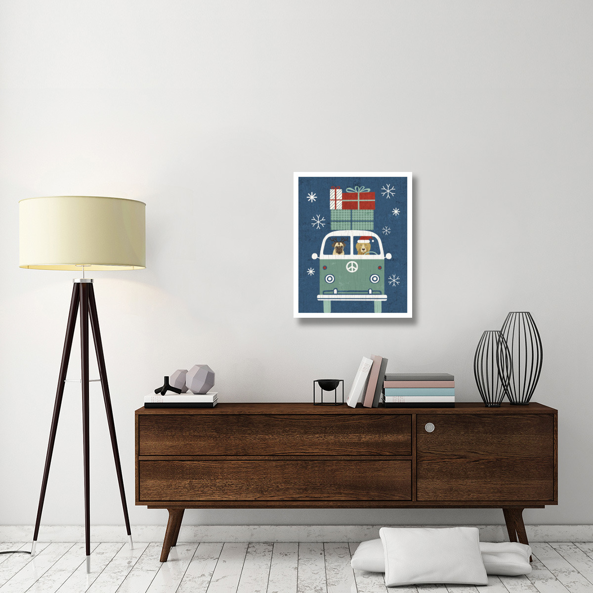 Holiday on Wheels XII Navy -Paper Art-24&quotx30"