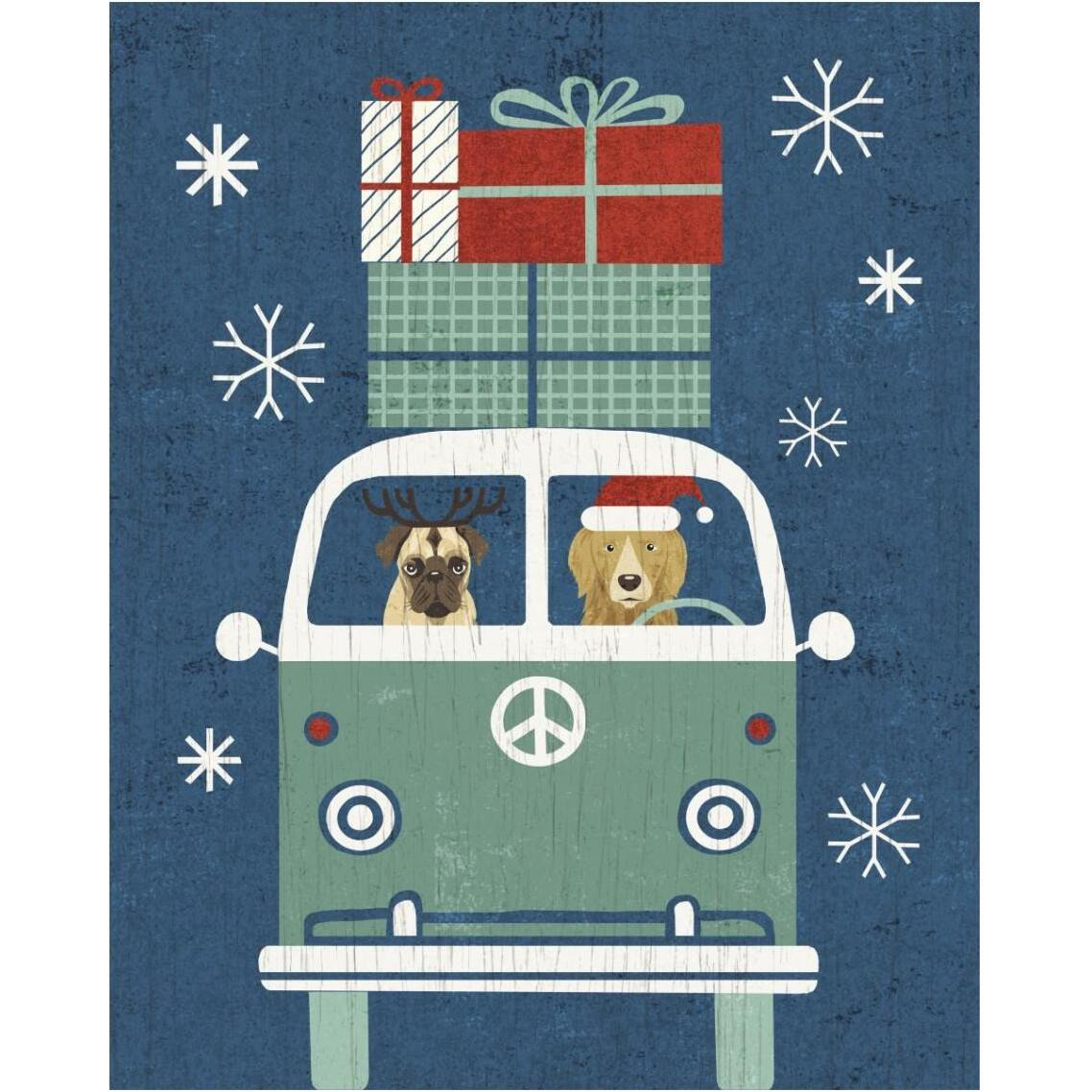 Holiday on Wheels XII Navy -Paper Art-30&quotx37"