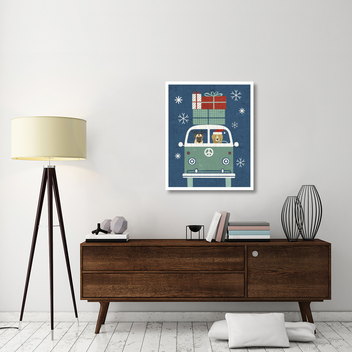 Holiday on Wheels XII Navy -Paper Art-30&quotx37"