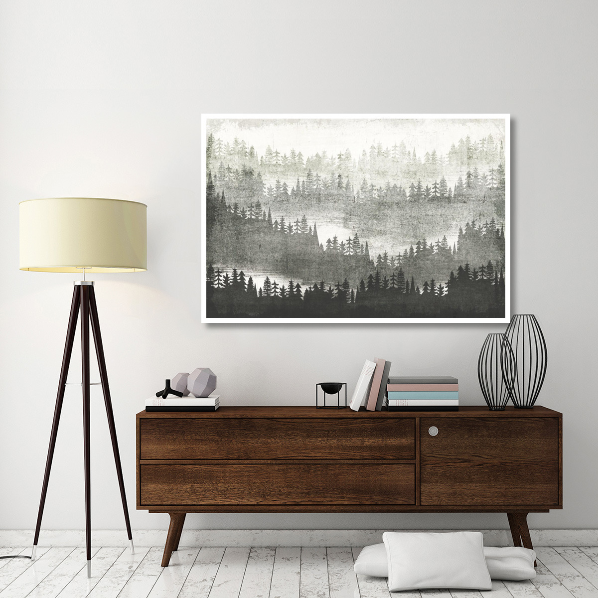 Mountainscape Silver -Paper Art-62&quotx42"