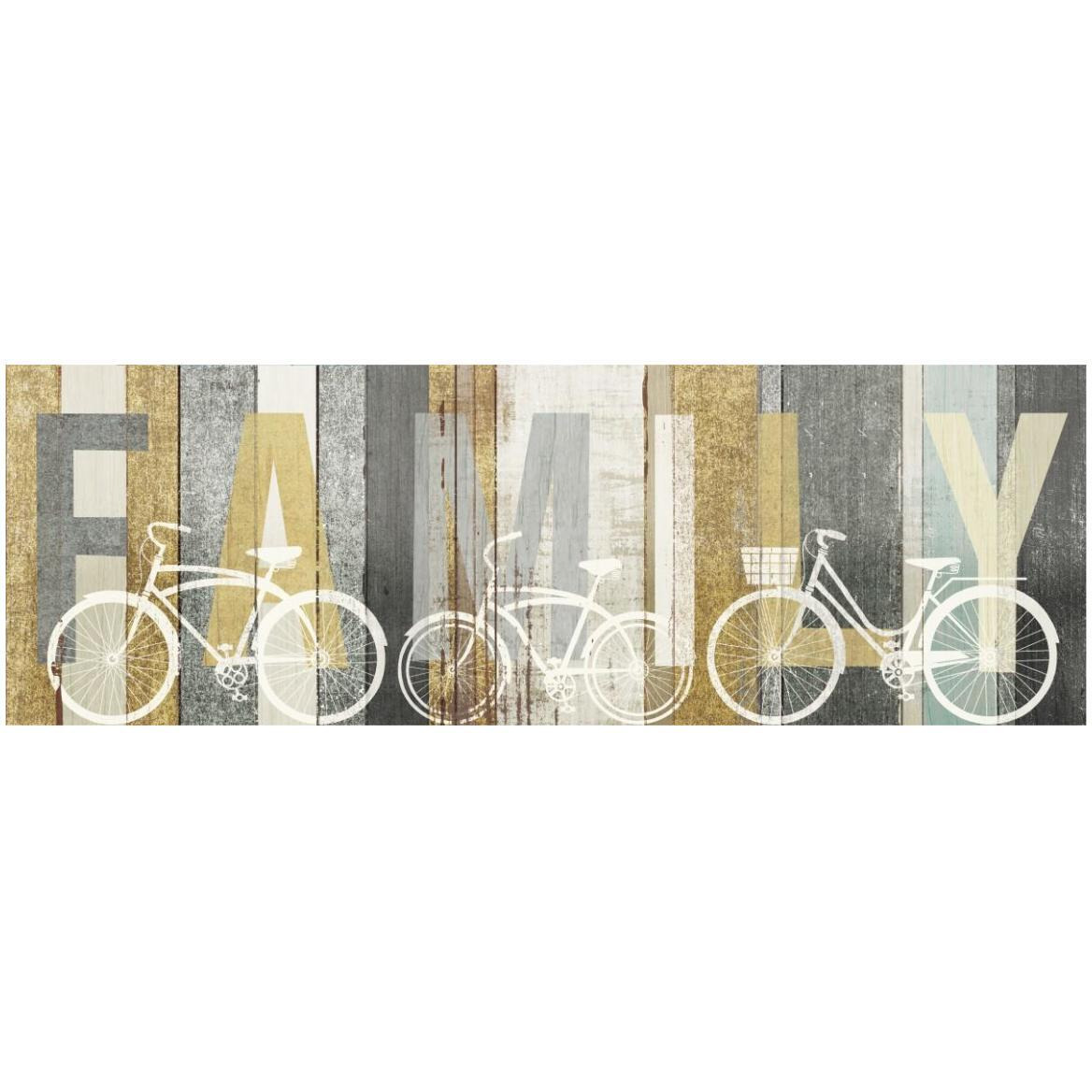 Beachscape Bicycle Family Gold Neutral -Paper Art-56&quotx20"