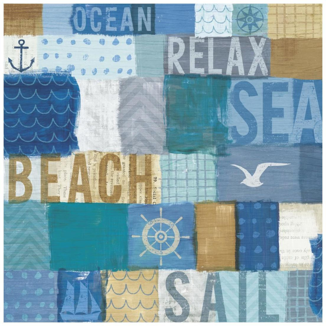 Beachscape Collage I -Paper Art-20&quotx20"