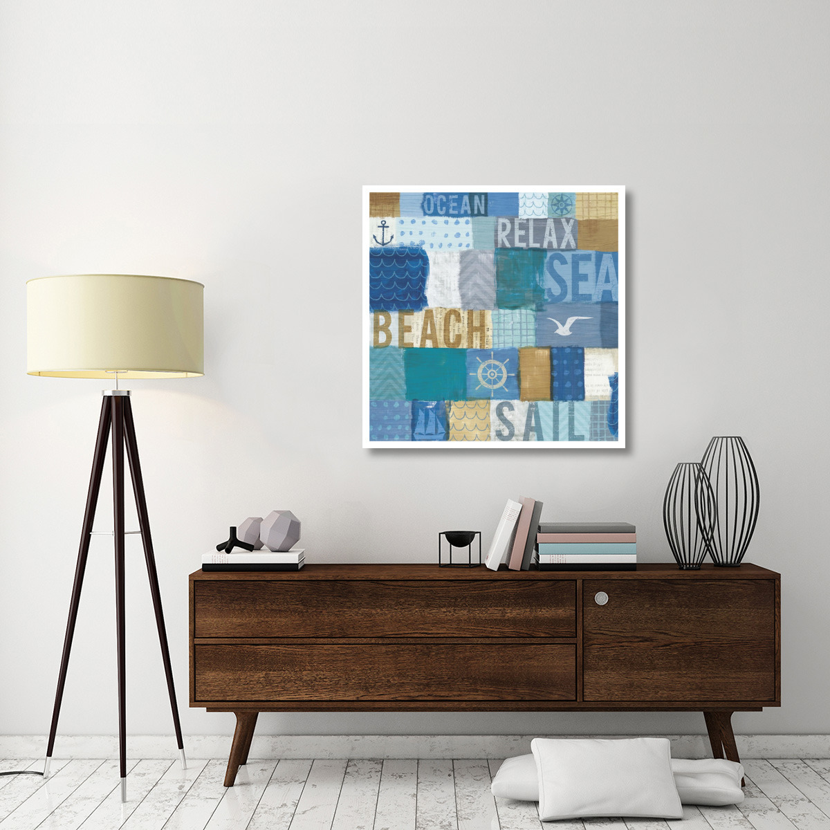 Beachscape Collage I -Paper Art-38&quotx38"