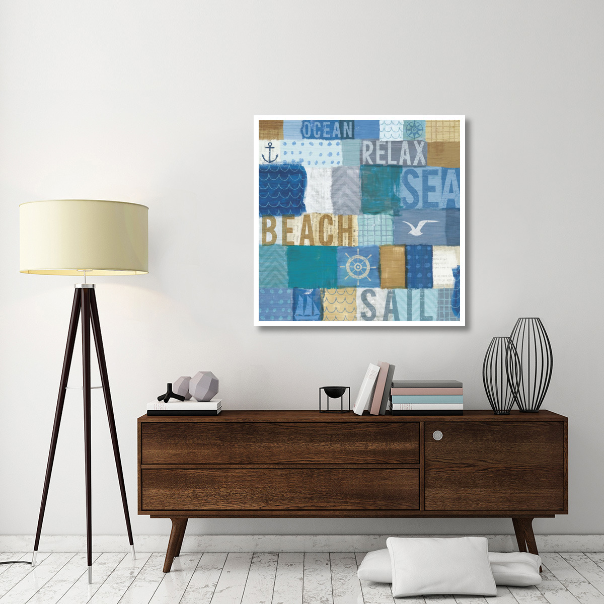Beachscape Collage I -Paper Art-42&quotx42"