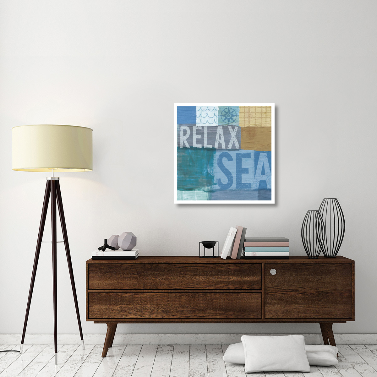 Beachscape Collage III -Paper Art-32&quotx32"