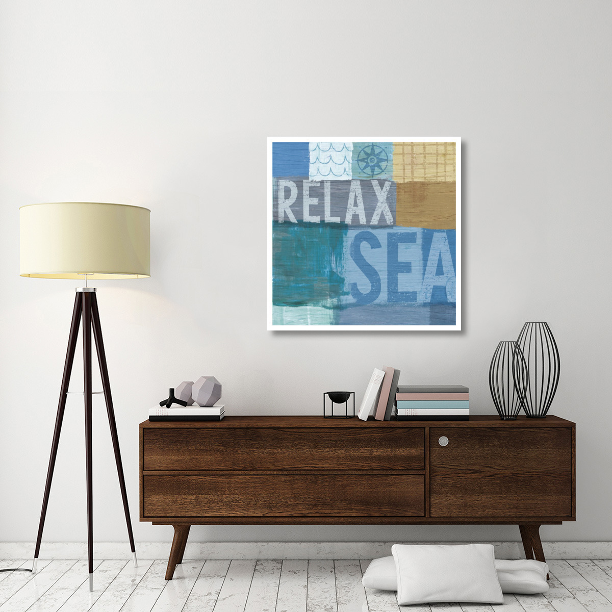 Beachscape Collage III -Paper Art-38&quotx38"