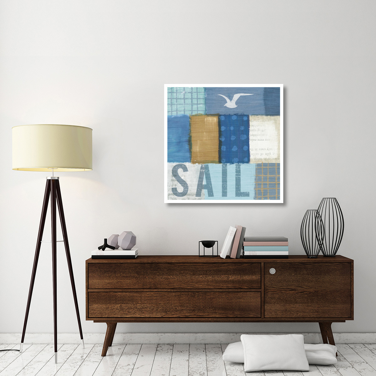 Beachscape Collage V -Paper Art-38&quotx38"