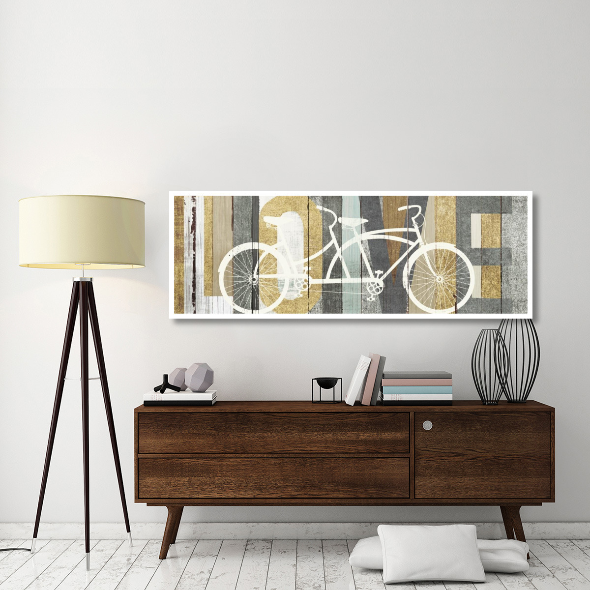 Beachscape Tandem Bicycle Love Gold Neutral -Paper Art-74&quotx26"
