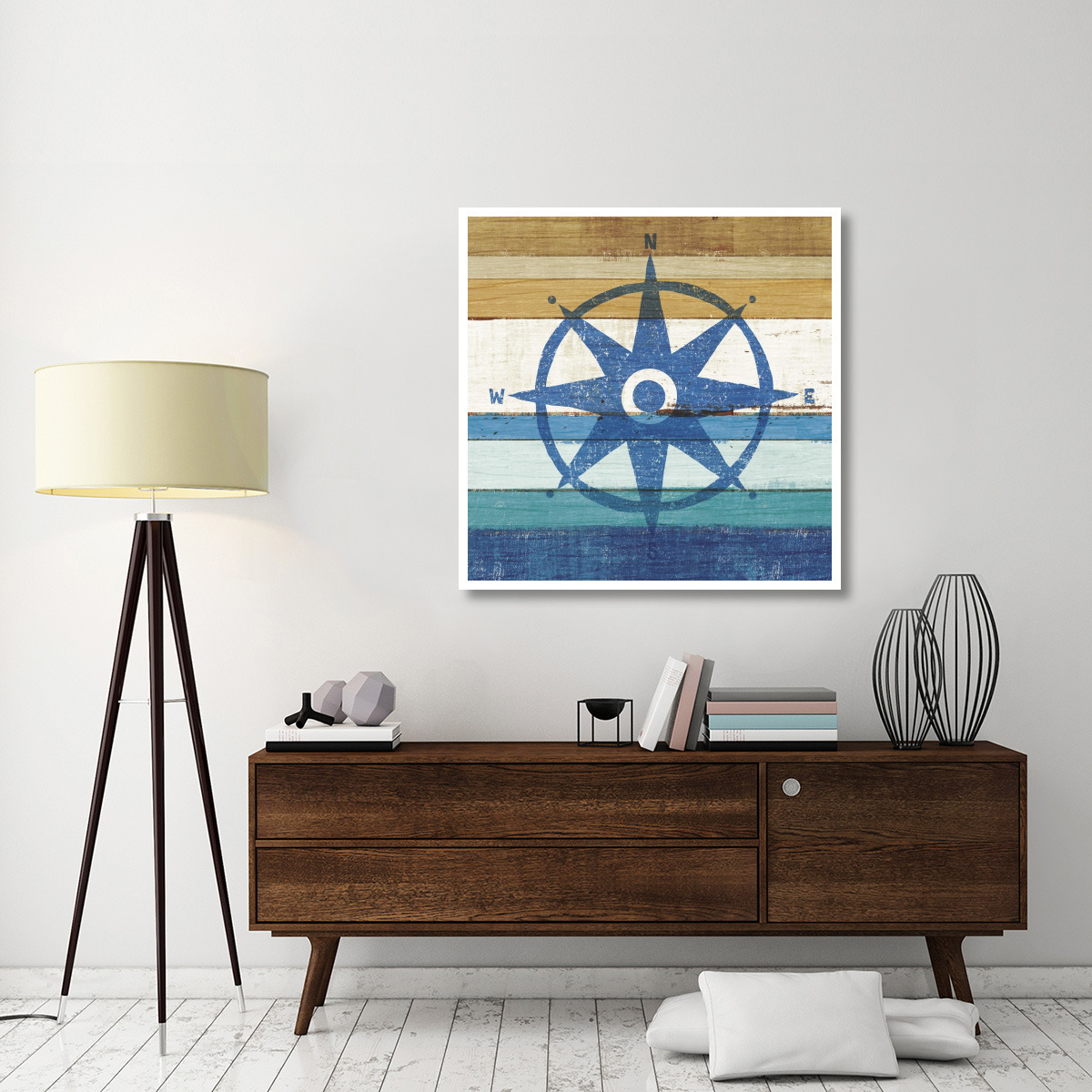 Beachscape IV Compass -Paper Art-42&quotx42"