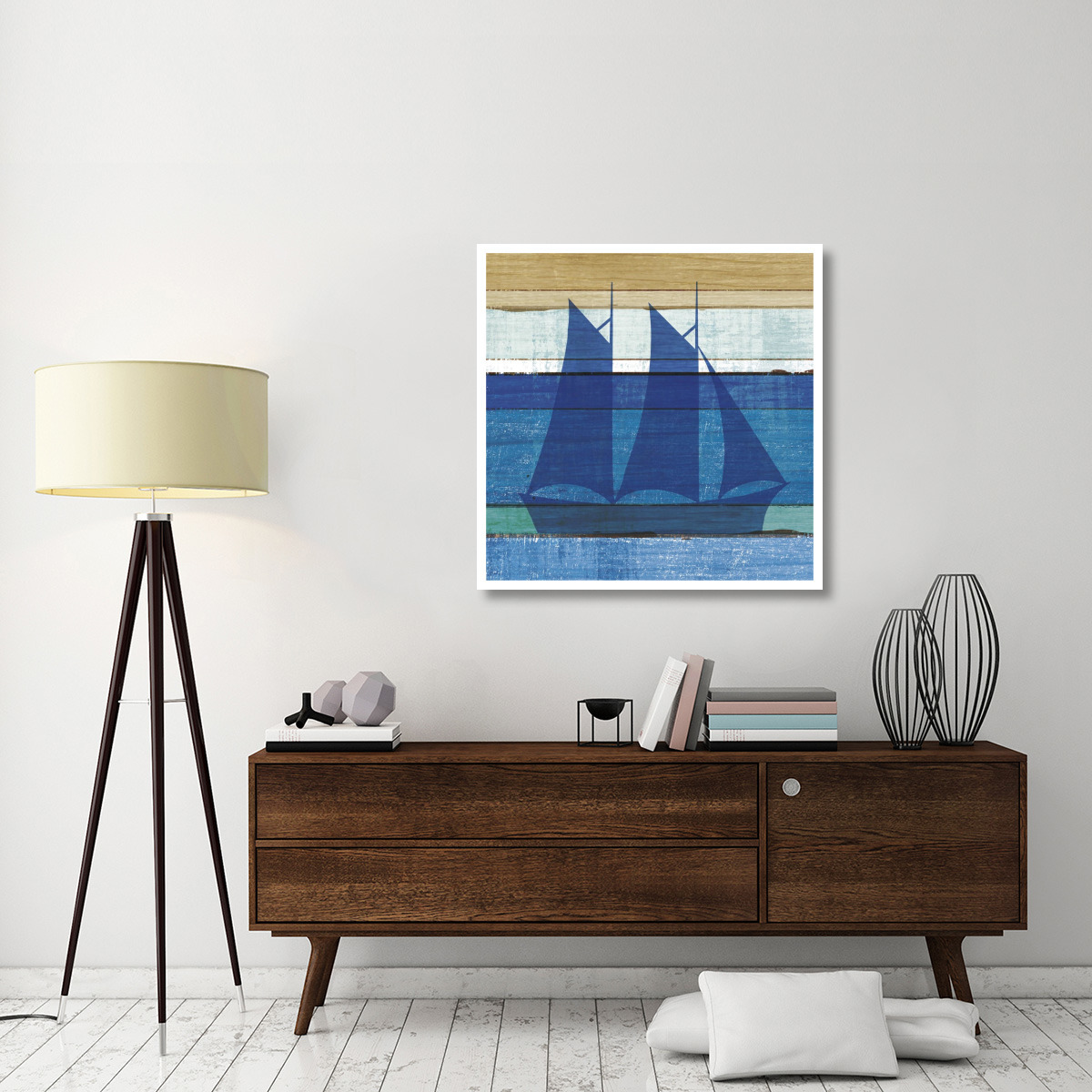 Beachscape V Boat -Paper Art-38&quotx38"