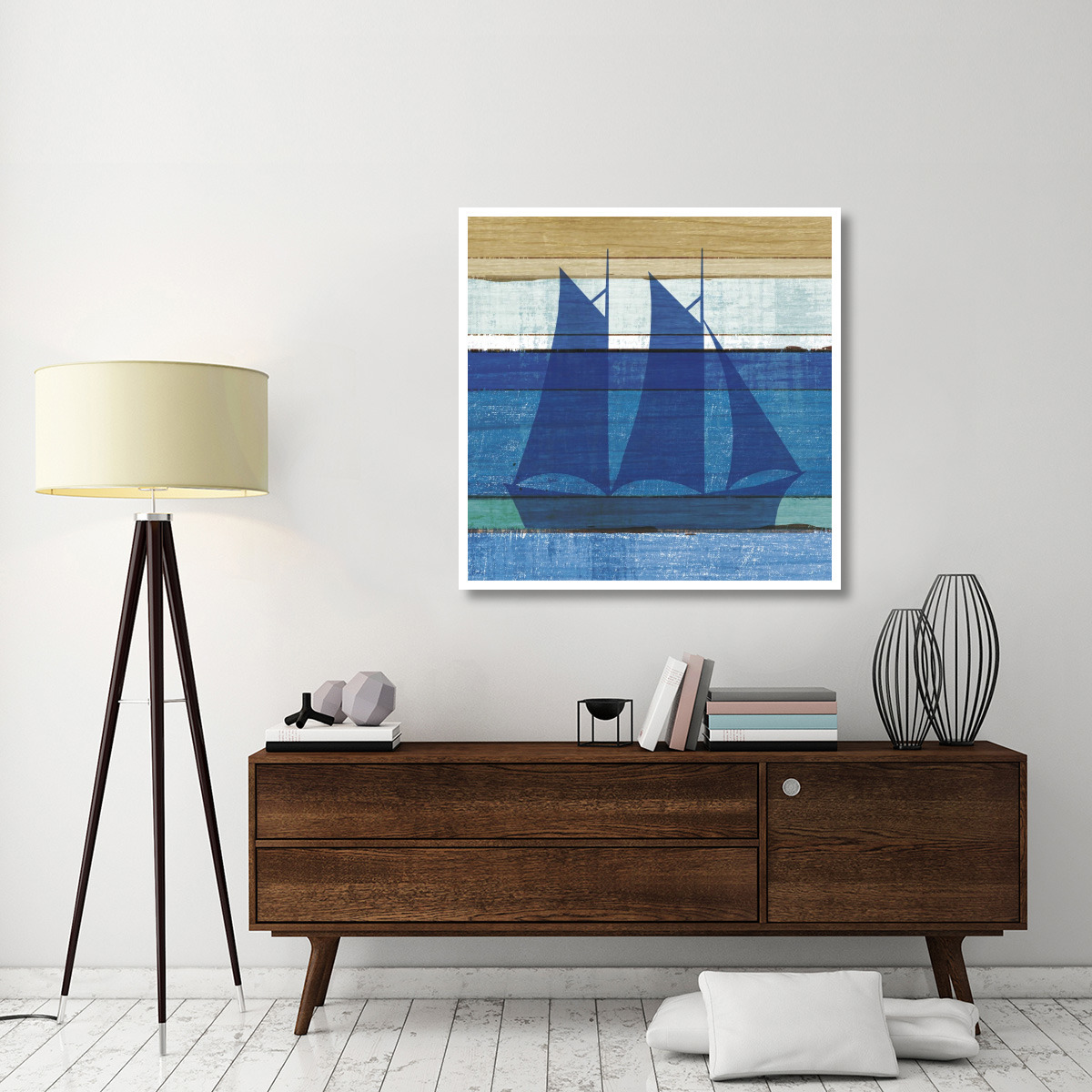 Beachscape V Boat -Paper Art-42&quotx42"