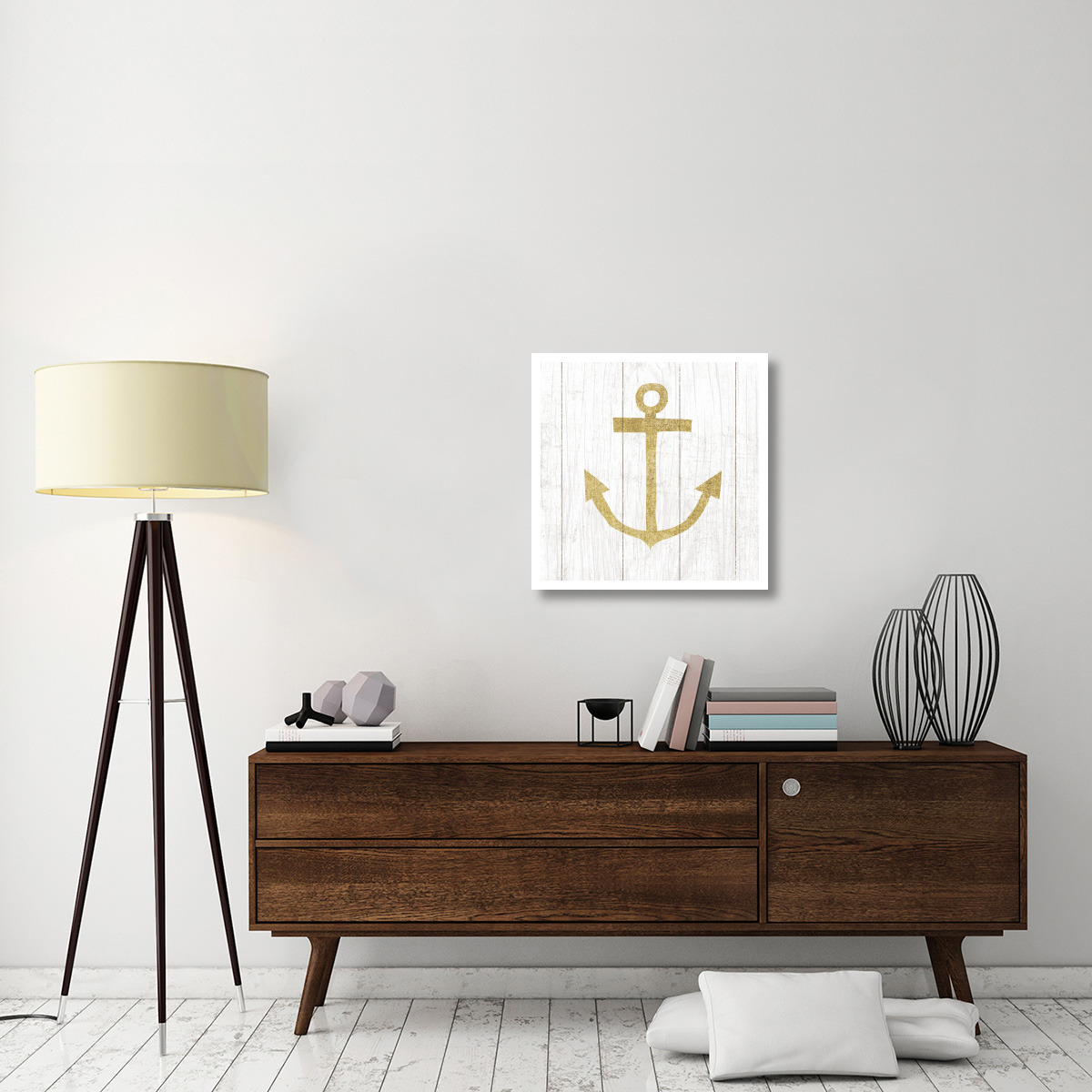 Beachscape III Anchor Gold Neutral -Paper Art-26&quotx26"