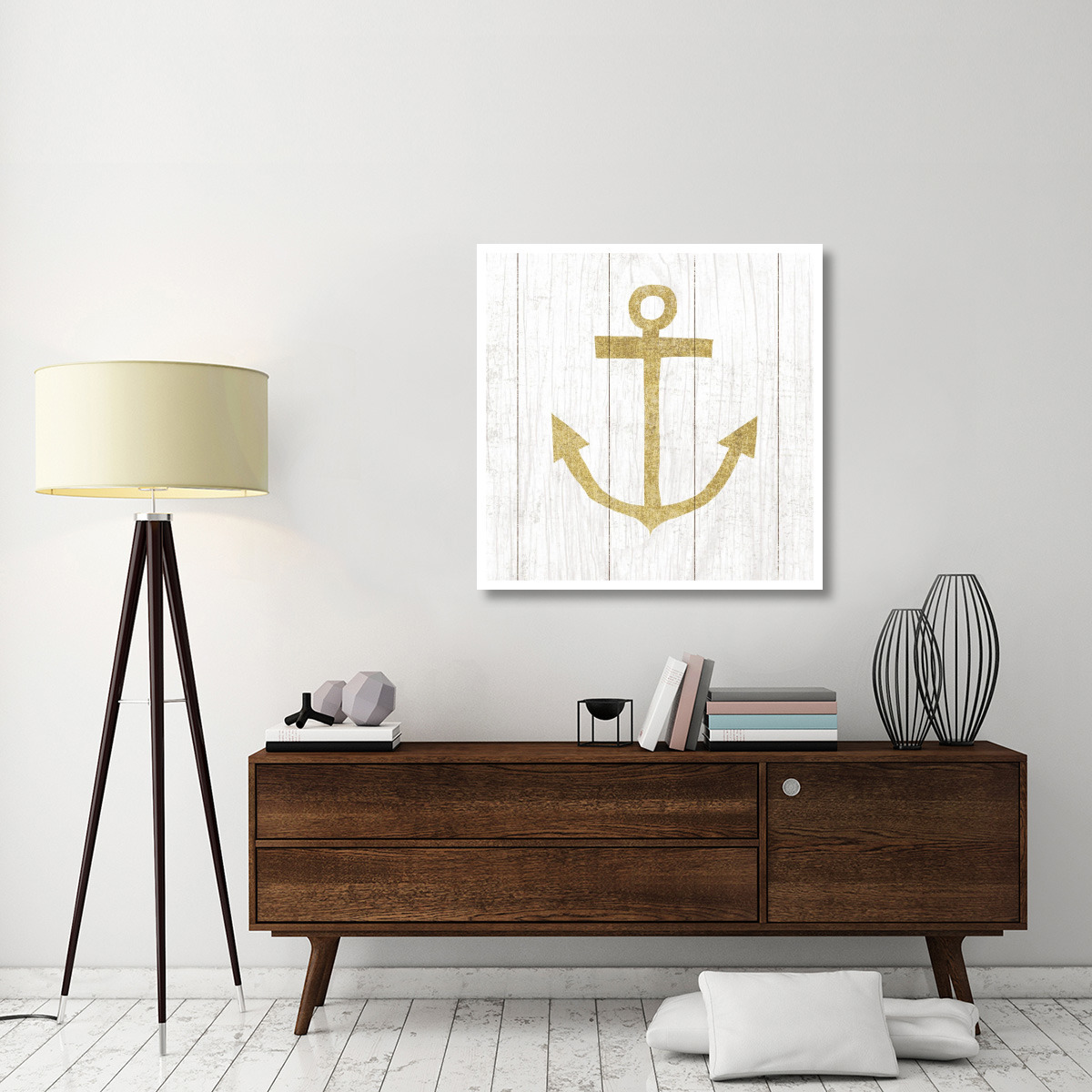 Beachscape III Anchor Gold Neutral -Paper Art-38&quotx38"