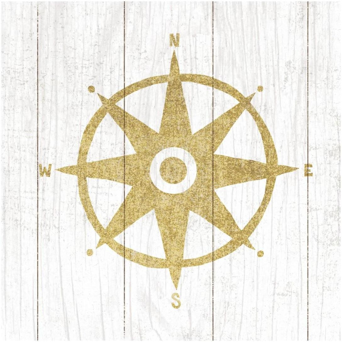 Beachscape IV Compass Gold Neutral -Paper Art-20&quotx20"