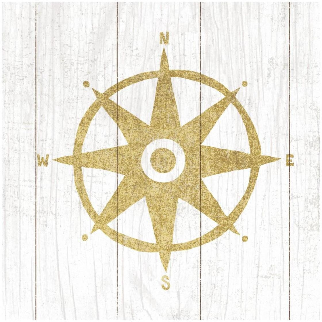 Beachscape IV Compass Gold Neutral -Paper Art-26&quotx26"