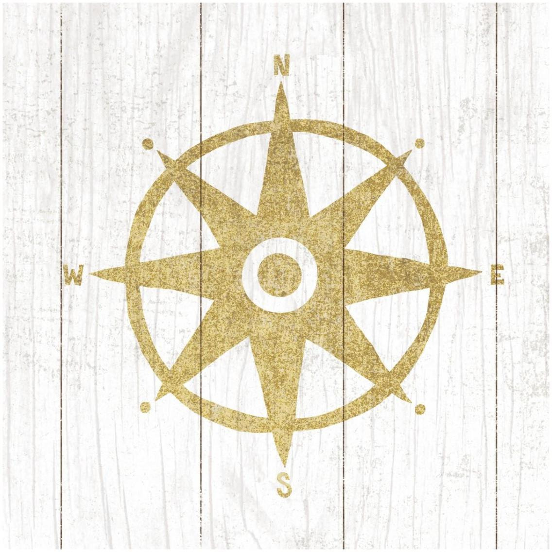 Beachscape IV Compass Gold Neutral -Paper Art-32&quotx32"