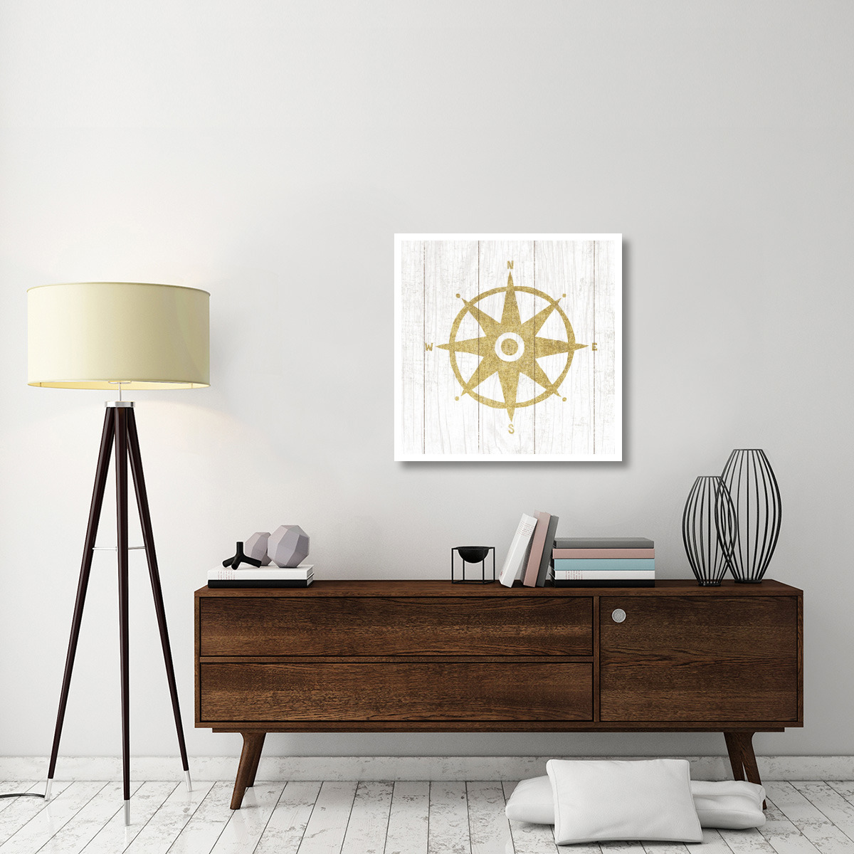 Beachscape IV Compass Gold Neutral -Paper Art-32&quotx32"