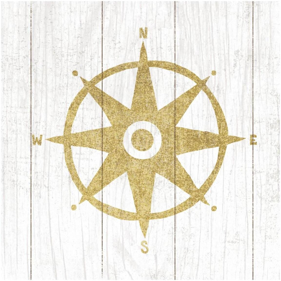 Beachscape IV Compass Gold Neutral -Paper Art-42&quotx42"