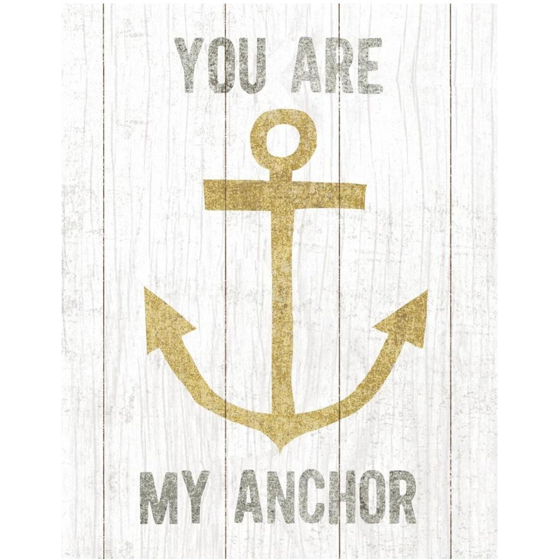 Beachscape III Anchor Quote Gold Neutral -Paper Art-24&quotx30"