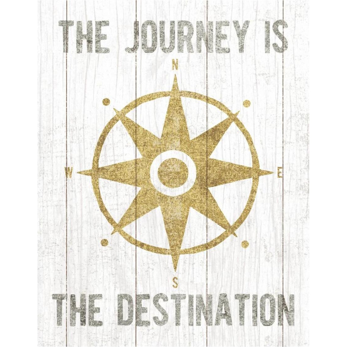 Beachscape IV Compass Quote Gold Neutral -Paper Art-24&quotx30"
