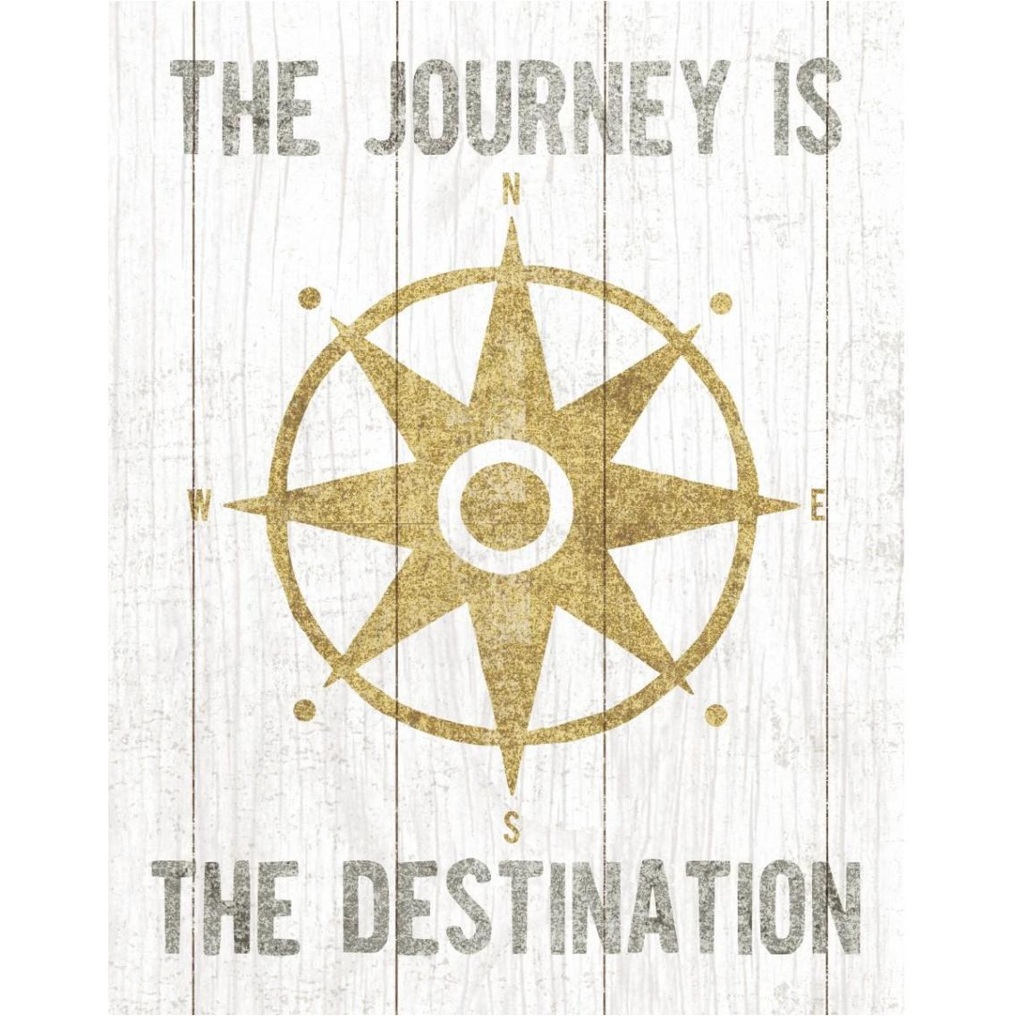 Beachscape IV Compass Quote Gold Neutral -Paper Art-30&quotx37"