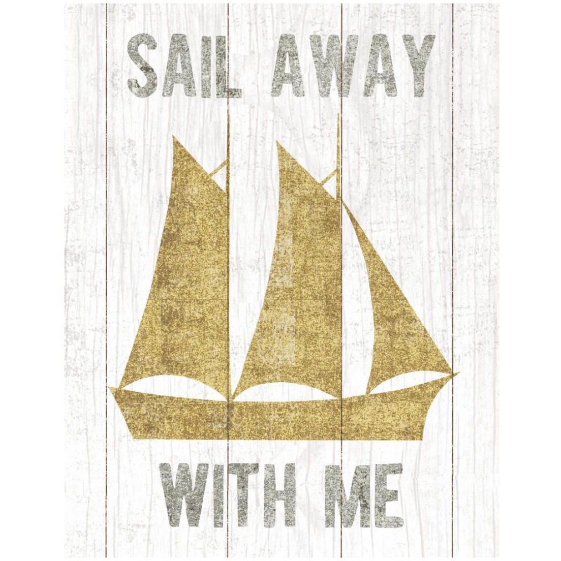 Beachscape V Boat Quote Gold Neutral -Paper Art-18&quotx22"