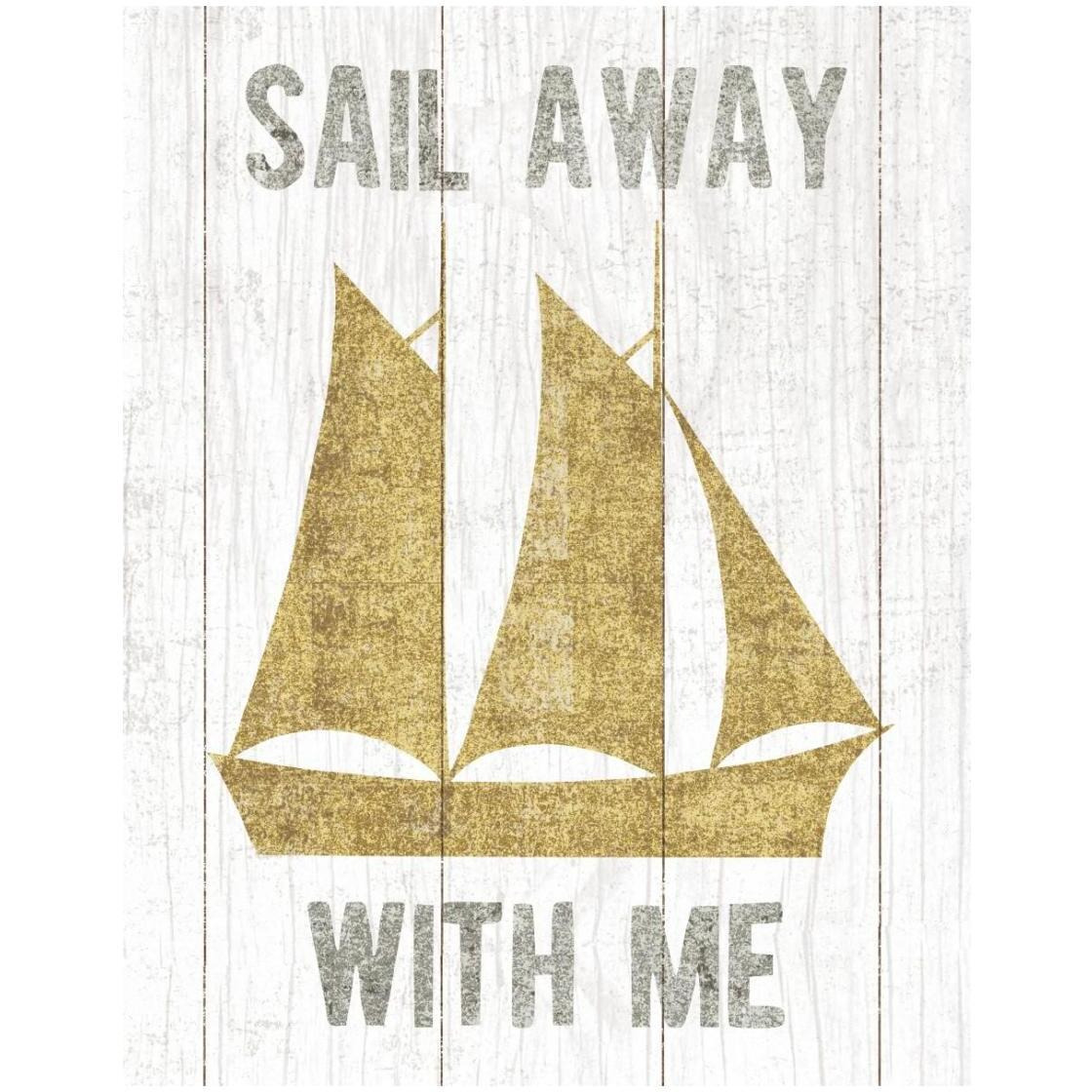 Beachscape V Boat Quote Gold Neutral -Paper Art-22&quotx26"