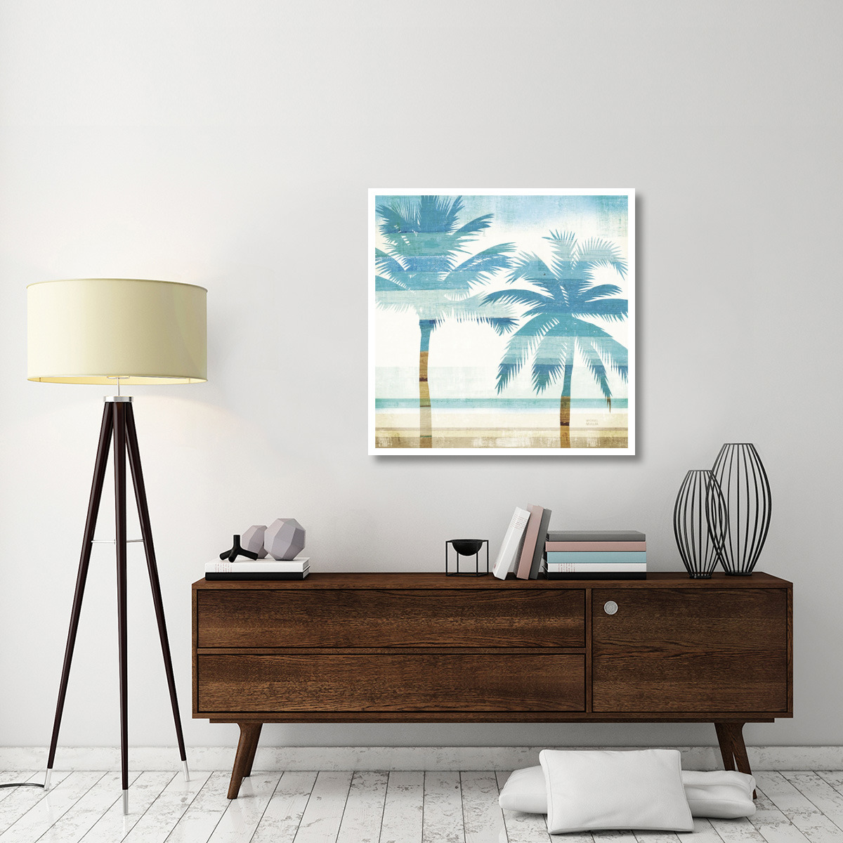 Beachscape Palms III -Paper Art-38&quotx38"