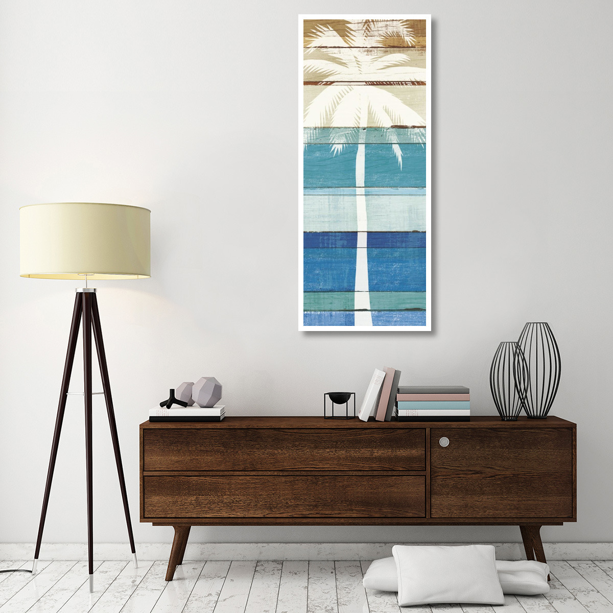 Beachscape Palms V -Paper Art-26&quotx62"