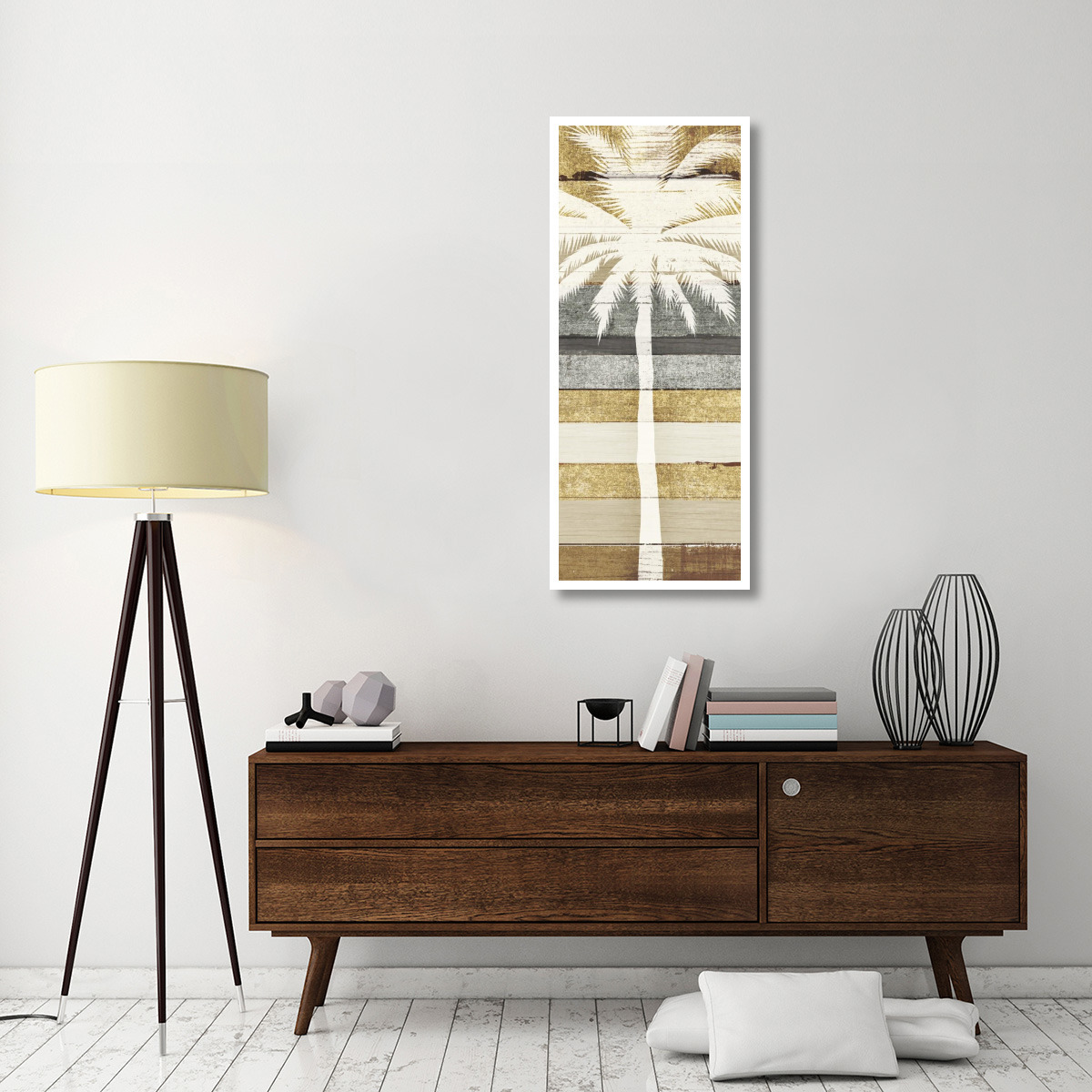 Beachscape Palms IV Gold Neutral -Paper Art-22&quotx52"