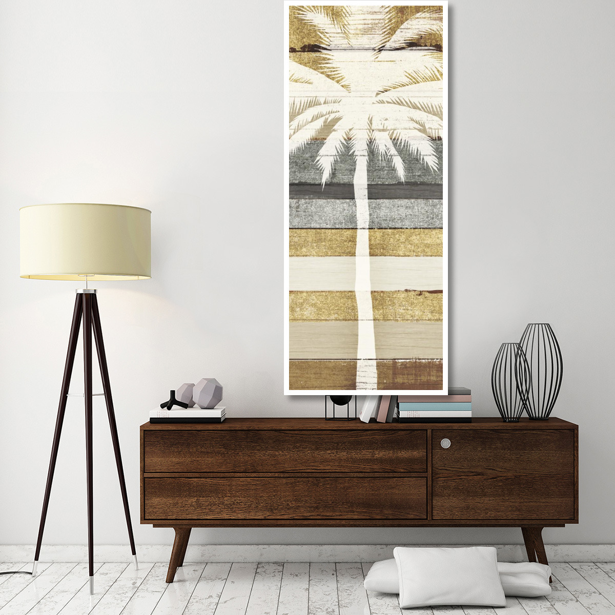 Beachscape Palms IV Gold Neutral -Paper Art-32&quotx77"