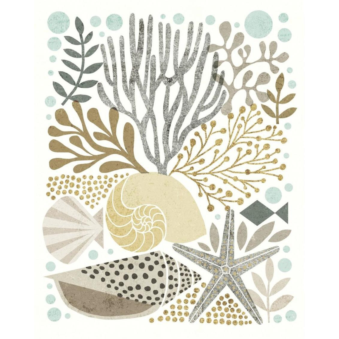 Under Sea Treasures VI Gold Neutral -Paper Art-30&quotx37"